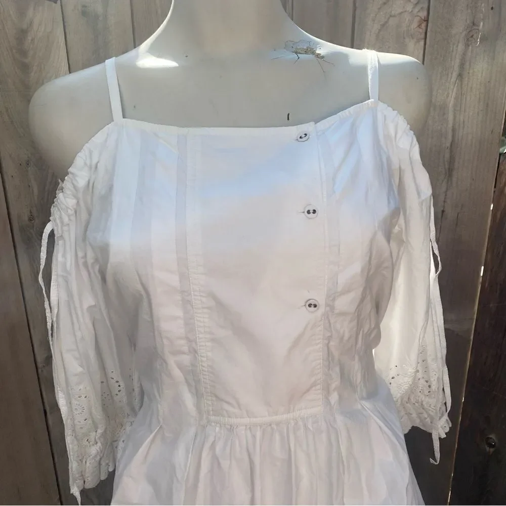 ULLA JOHNSON Narcisa cold-shoulder broderie anglaise cotton maxi dress size 8